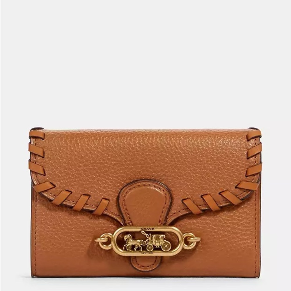 Coach Tan Leather Women's Wallet Whipstitching Brown